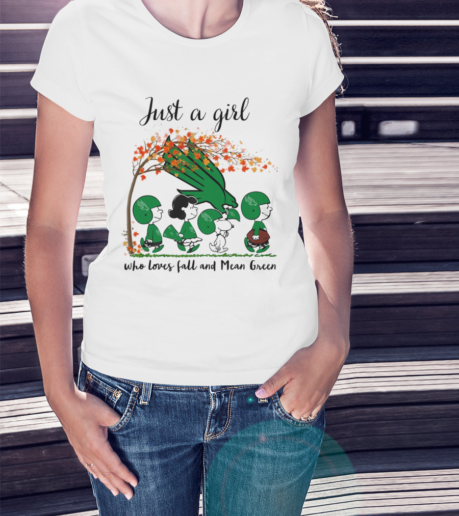 Just A Girl Who Loves Fall And Mean Green Peanuts Cartoon Football Halloween T-Shirt