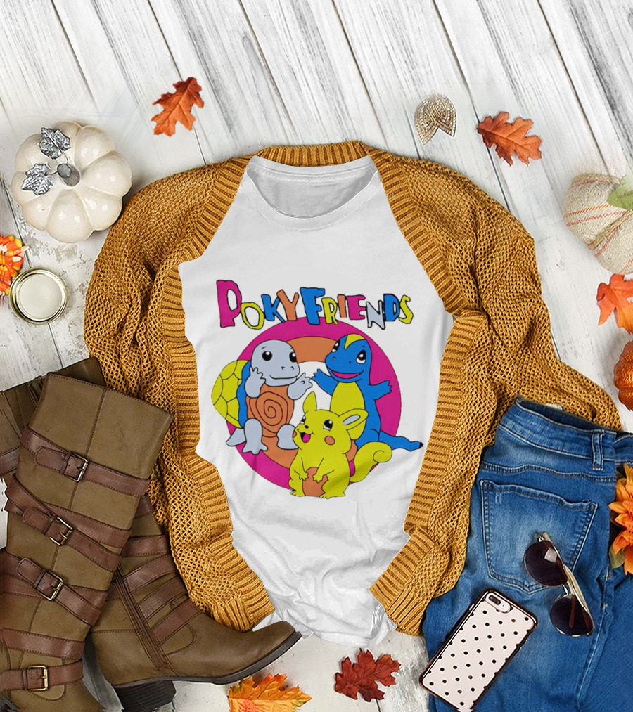Poky Friends Pokemon Cute Trio Fun Art Circle T-Shirt
