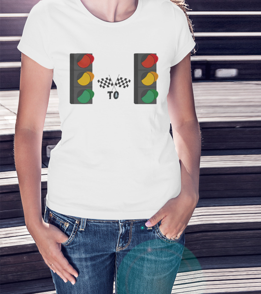 Stoplight To Stoplight Race Checkered Flags T-Shirt