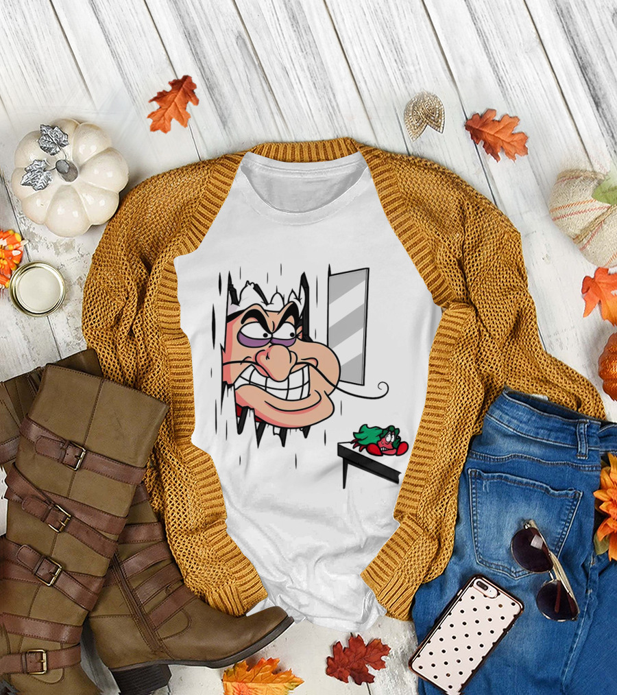 Chef Louis The Little Mermaid Cartoon Illustration with Louis Peeking Through Doorway T-Shirt