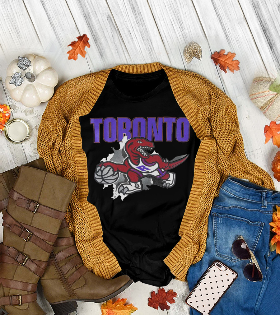 Toronto Raptors Basketball Dinosaur Logo Badge T-Shirt