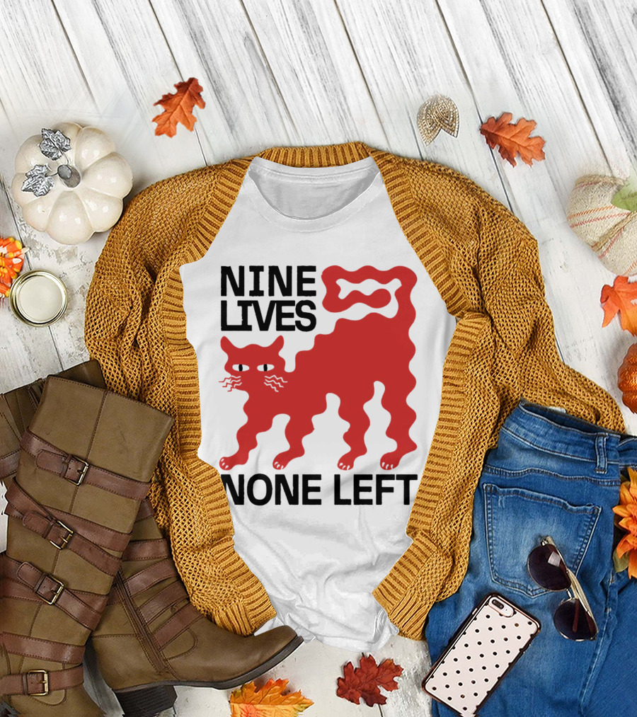 Nine Lives None Left Red Cat T-Shirt