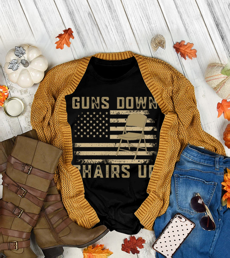 Guns Down Chairs Up American Flag Montgomery Alabama Brawl T-Shirt