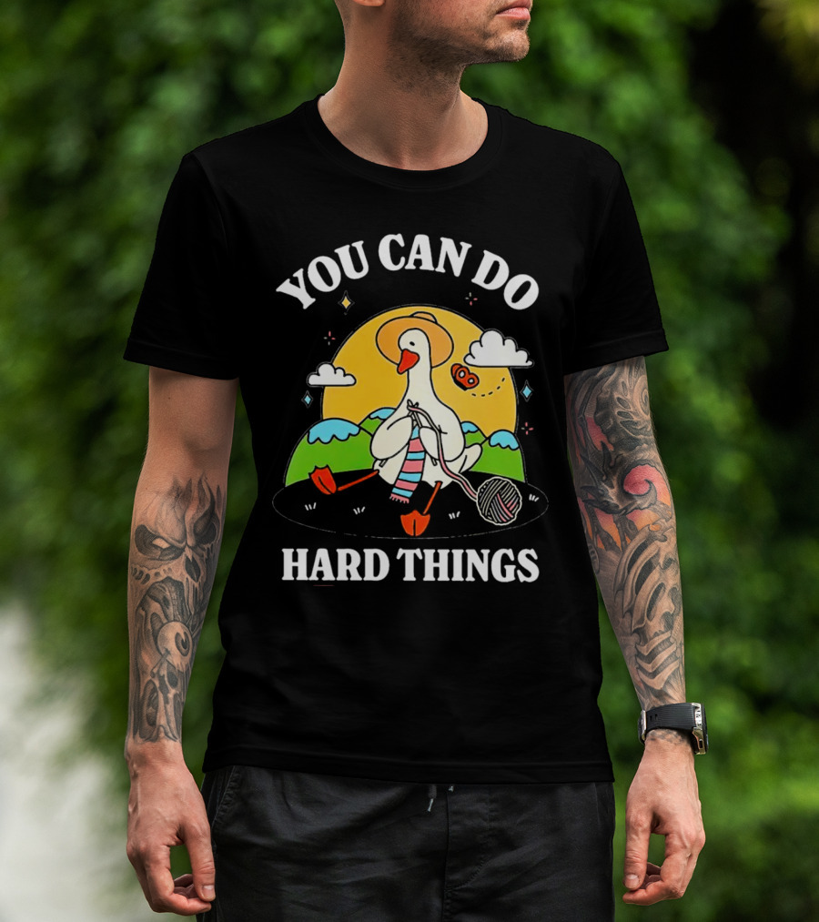 Duck You Can Hard Things Teacher Happy Duck In Hat With Scarf And Whistle T-Shirt