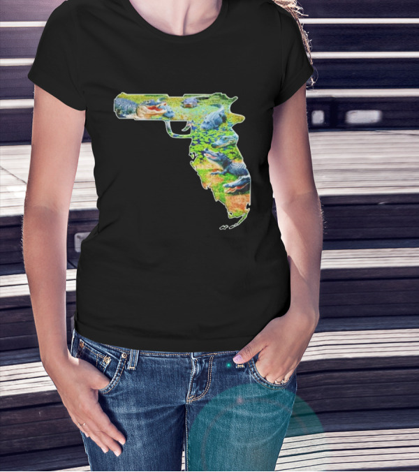 Florida Alligator Shape Gun T-Shirt