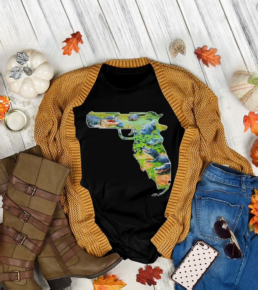 Florida Alligator Shape Gun T-Shirt
