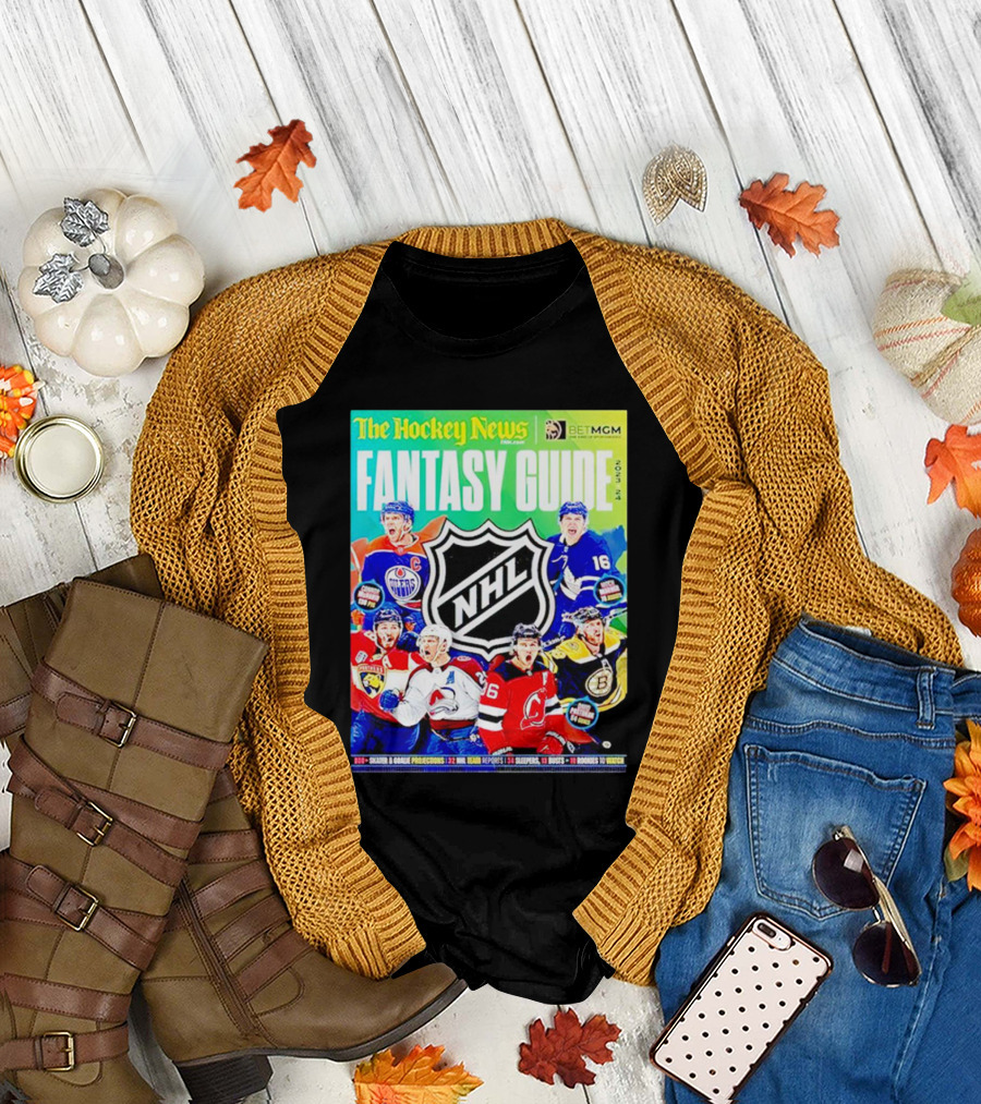 The Hockey News Fantasy Guide 2023-24 NHL Cover Featuring Erik Karlsson Cale Makar T-Shirt