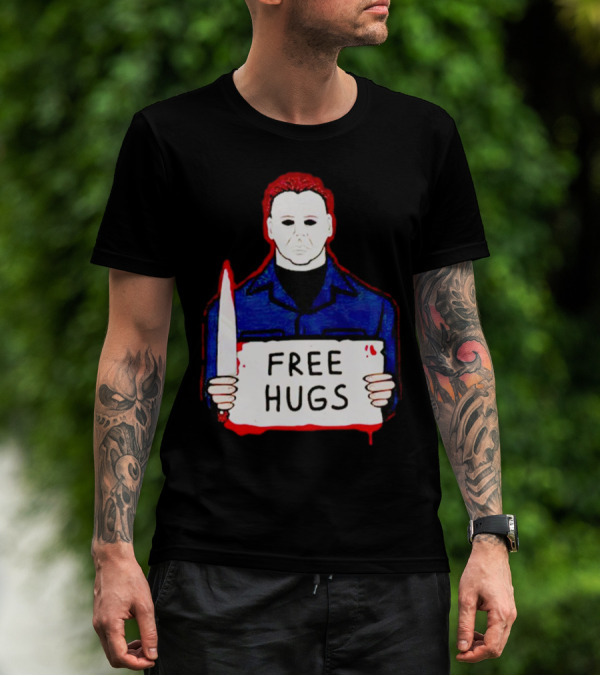 Free Hugs Michael Myers Knife Halloween Horror T-Shirt