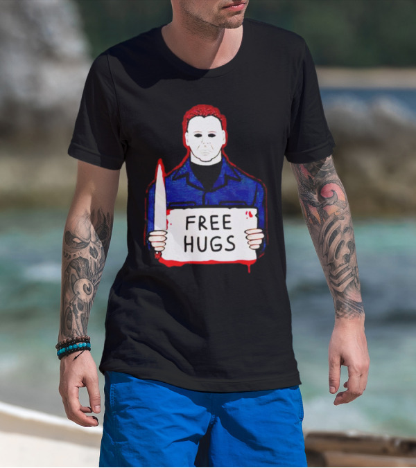 Free Hugs Michael Myers Knife Halloween Horror T-Shirt