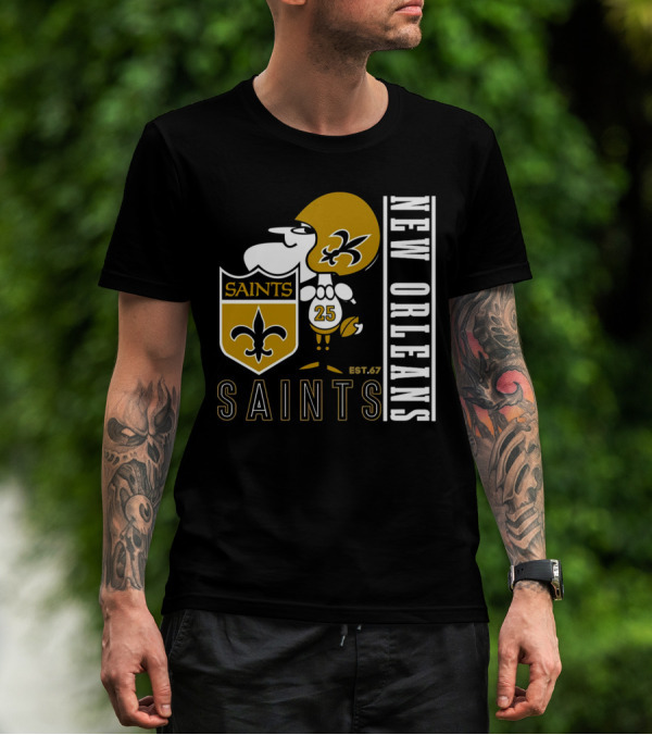 New Orleans Saints Est.67 Mascot With Shield And Fleur-de-Lis T-Shirt