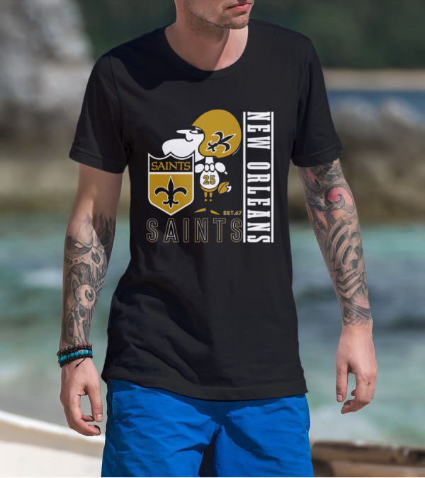 New Orleans Saints Est.67 Mascot With Shield And Fleur-de-Lis T-Shirt