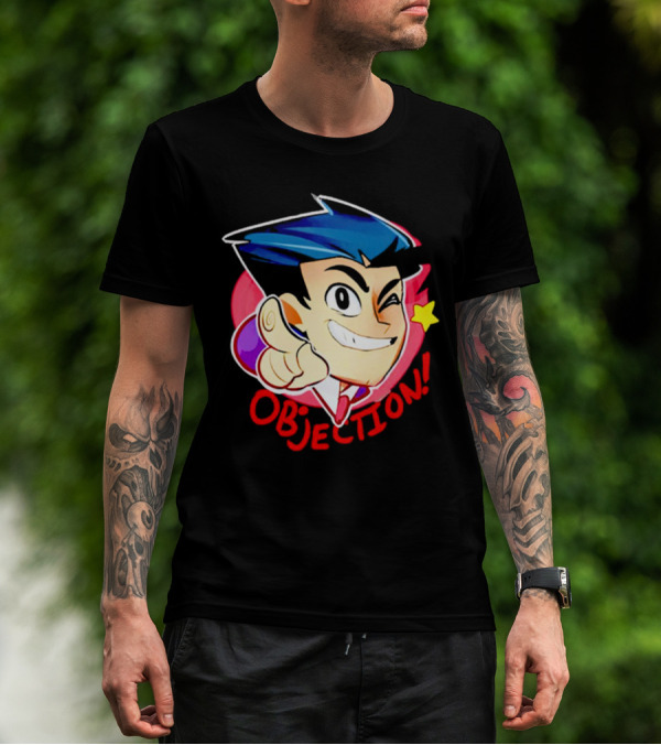 Phoenix Wright Ace Attorney Objection Winking Pose T-Shirt