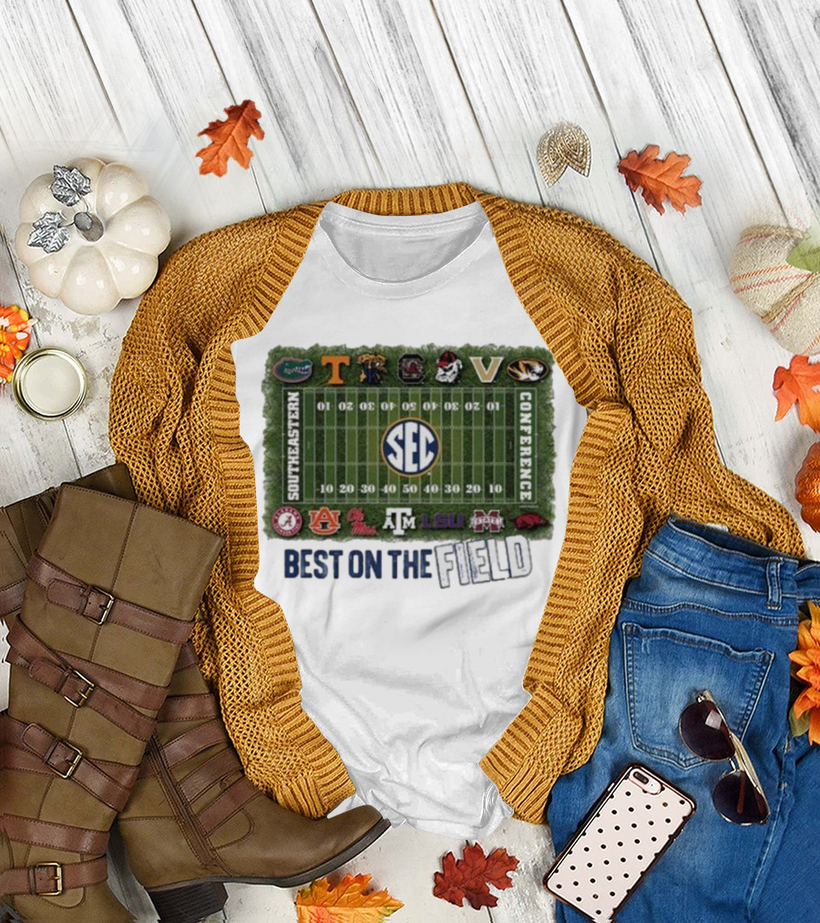 Southeastern Conference Football Best On The Field Logos and Teams T-Shirt