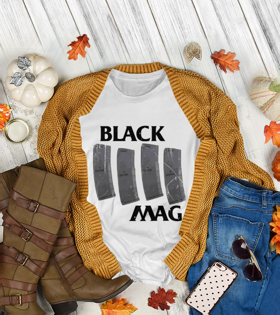 BLACK MAG Scratched and Weathered Magazines T-Shirt