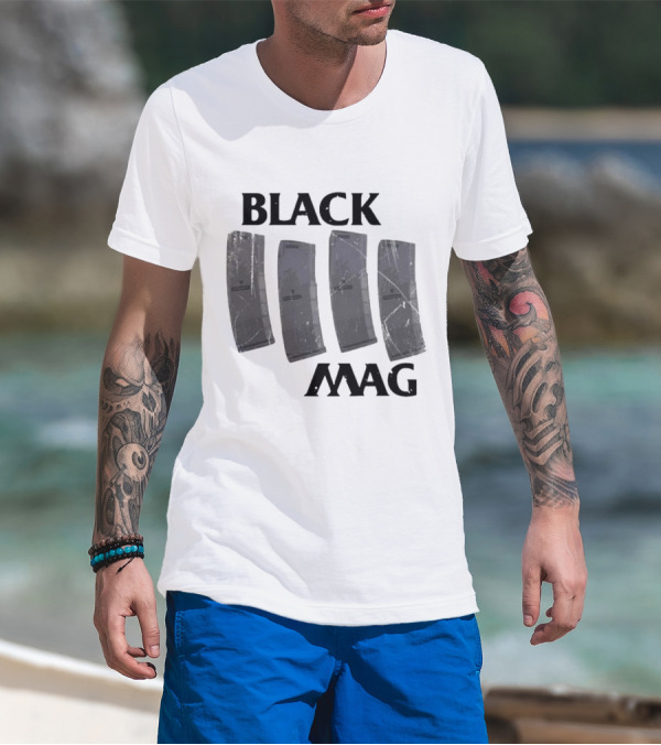 BLACK MAG Scratched And Weathered Magazines T-Shirt