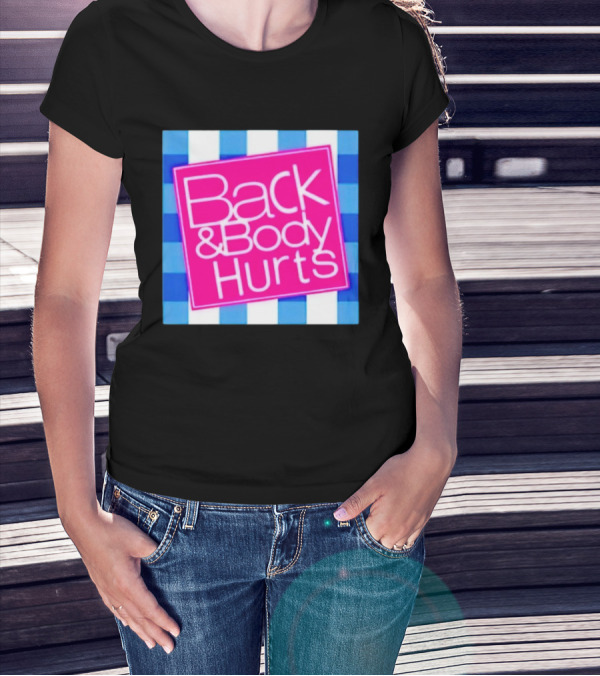Back And Body Hurts Pink Square Blue Checkered T-Shirt