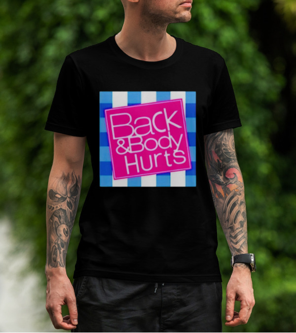 Back And Body Hurts Pink Square Blue Checkered T-Shirt