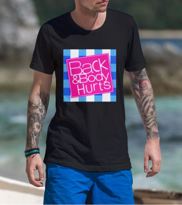 Back And Body Hurts Pink Square Blue Checkered T-Shirt