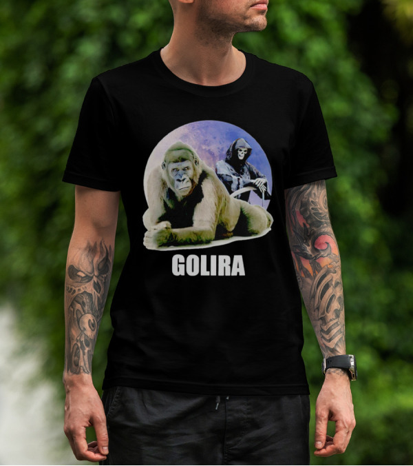 Gorilla With Grim Reaper In Cosmic Golira Scene T-Shirt