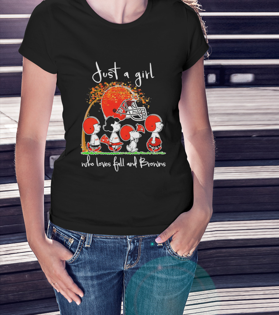 Just A Girl Who Loves Fall And Browns Peanuts Snoopy T-Shirt