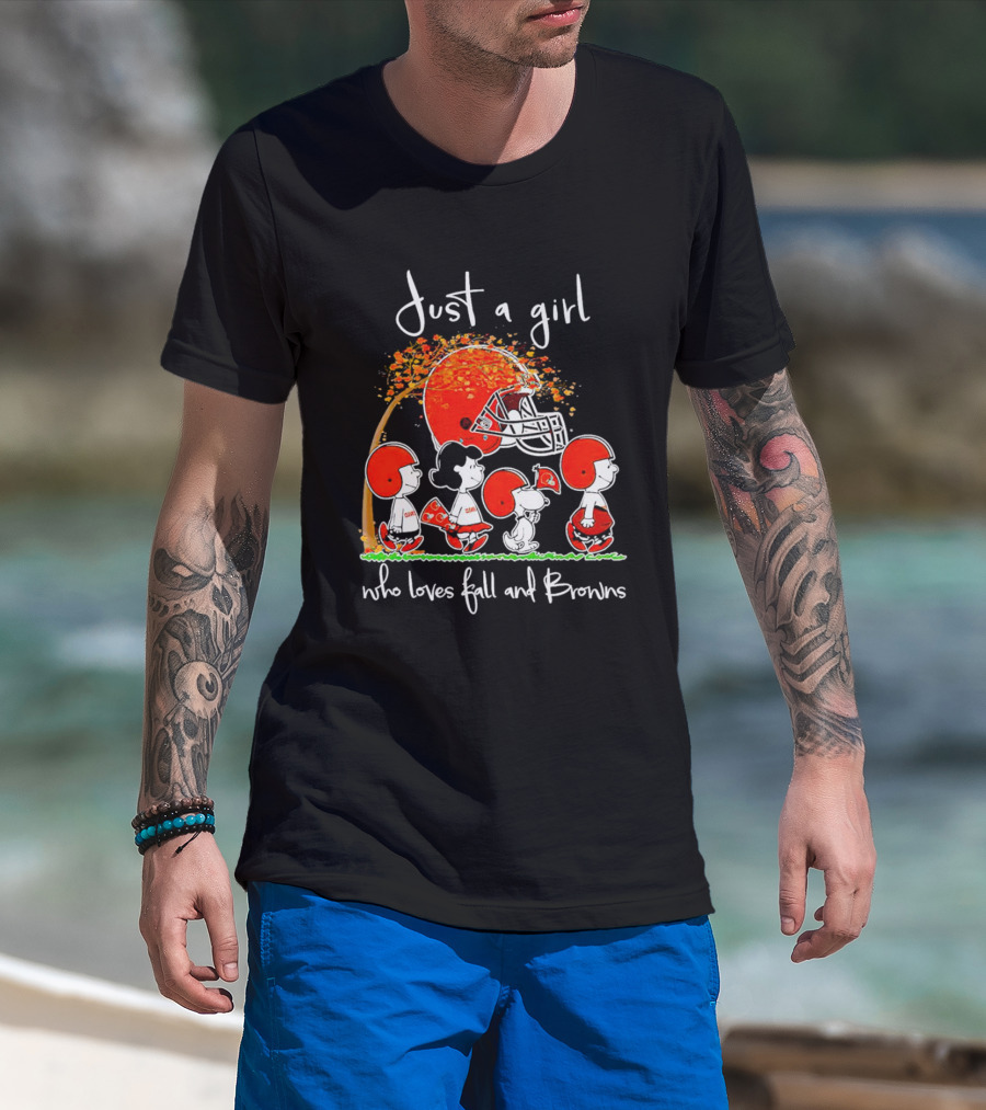 Just A Girl Who Loves Fall And Browns Peanuts Snoopy T-Shirt