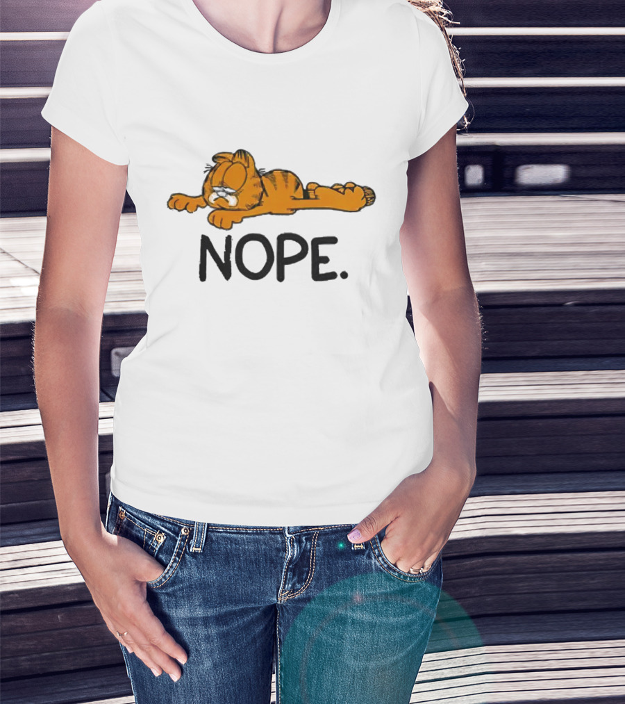 Garfield Sad Nope Classic Comic Lazy Mood T-Shirt