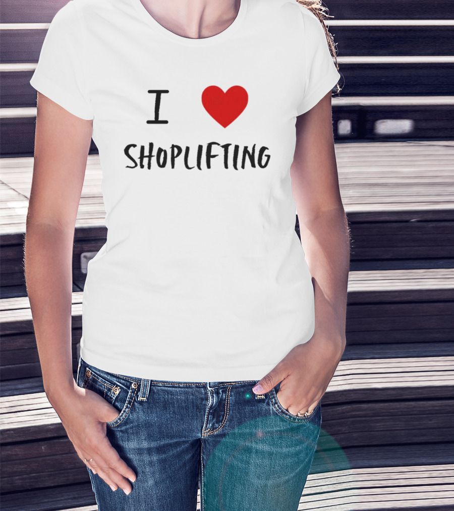 I Love Shoplifting Heart T-Shirt