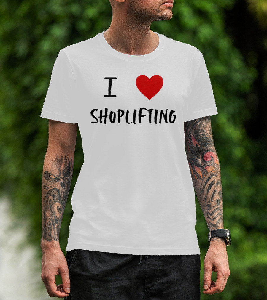 I Love Shoplifting Heart T-Shirt