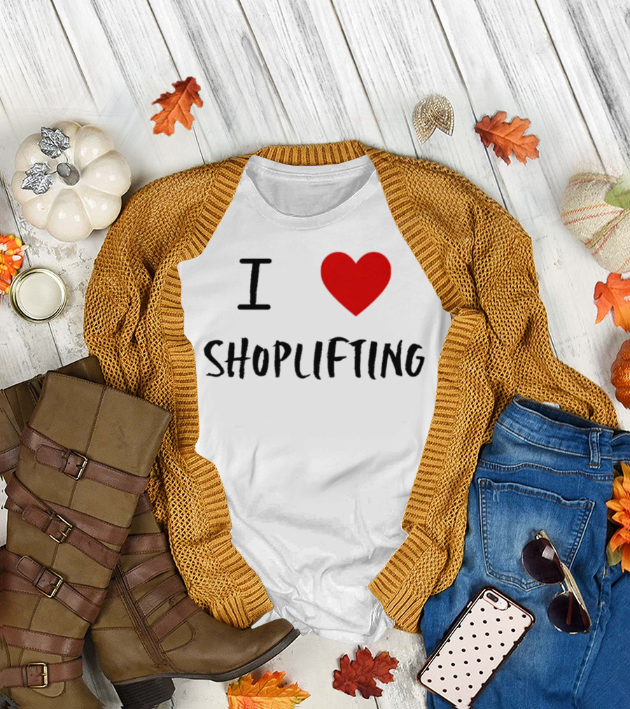 I Love Shoplifting Heart T-Shirt
