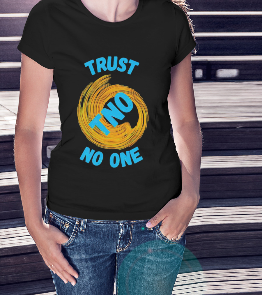 Trust No One TNO Be Careful Abstract Spiral T-Shirt