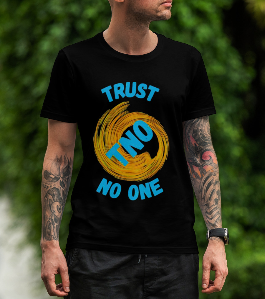 Trust No One TNO Be Careful Abstract Spiral T-Shirt