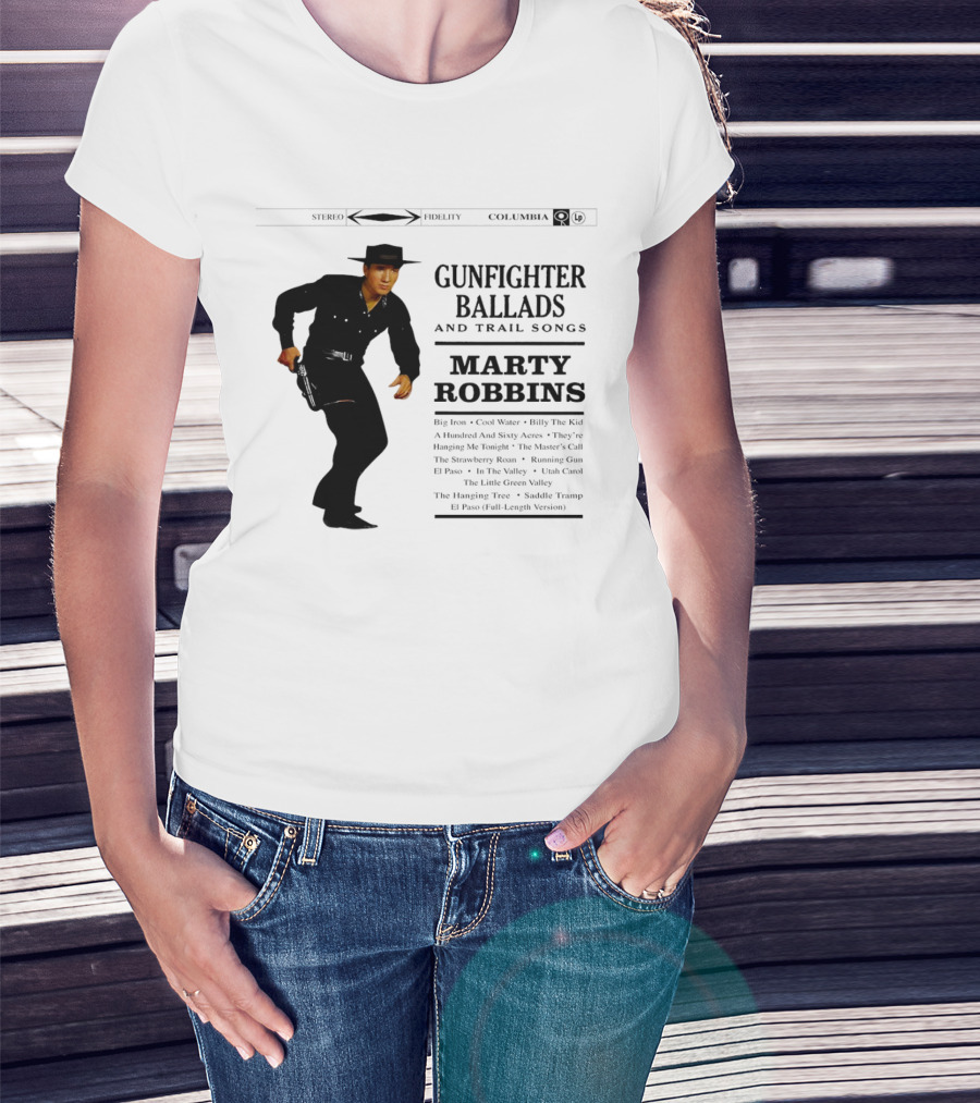 Marty Robbins Gunfighter Ballads And Trail Songs Album Cover Art Columbia T-Shirt
