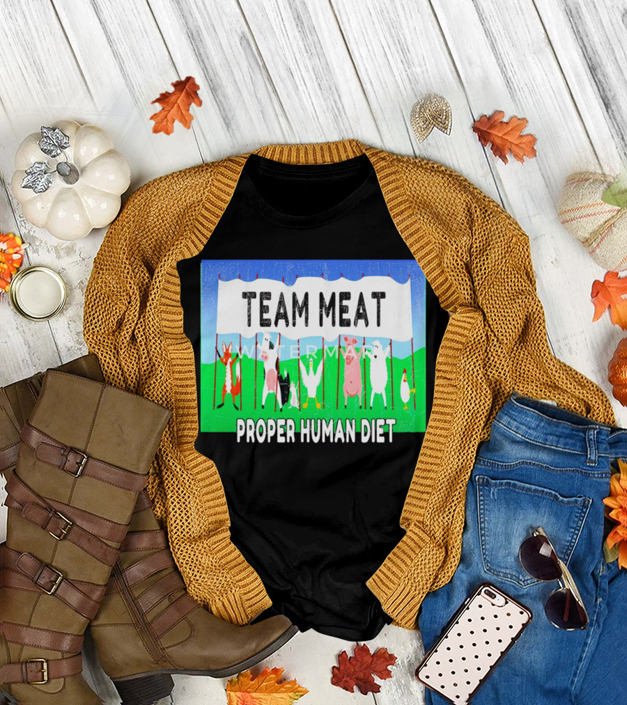 TEAM MEAT PROPER HUMAN DIET Farm Animals Banner T-Shirt