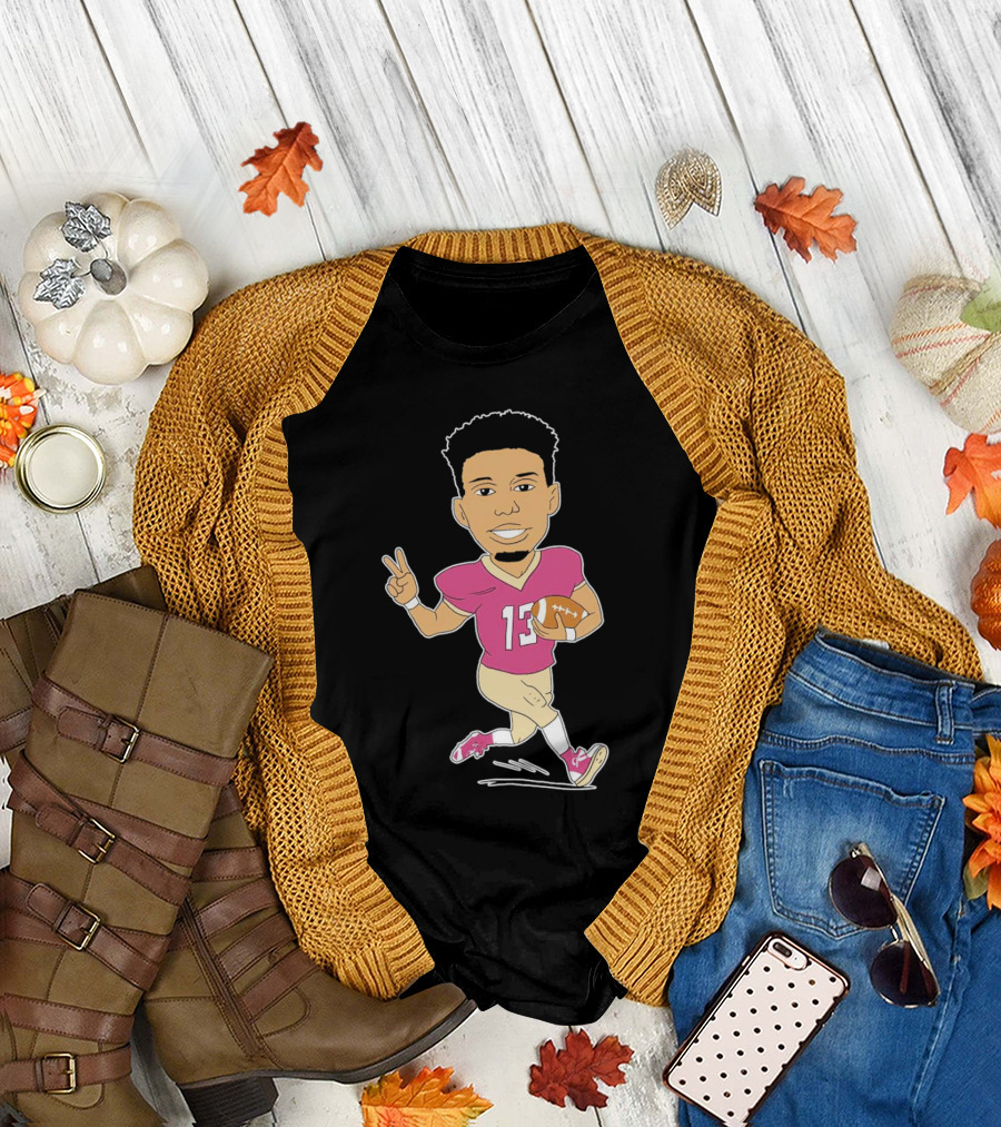Jordan Travis Cartoon Character Football Peace Sign T-Shirt
