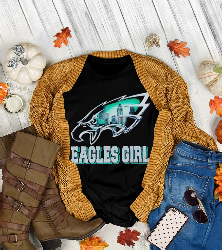 Philadelphia Eagles Girl Fly Eagles Fly Skyline T-Shirt