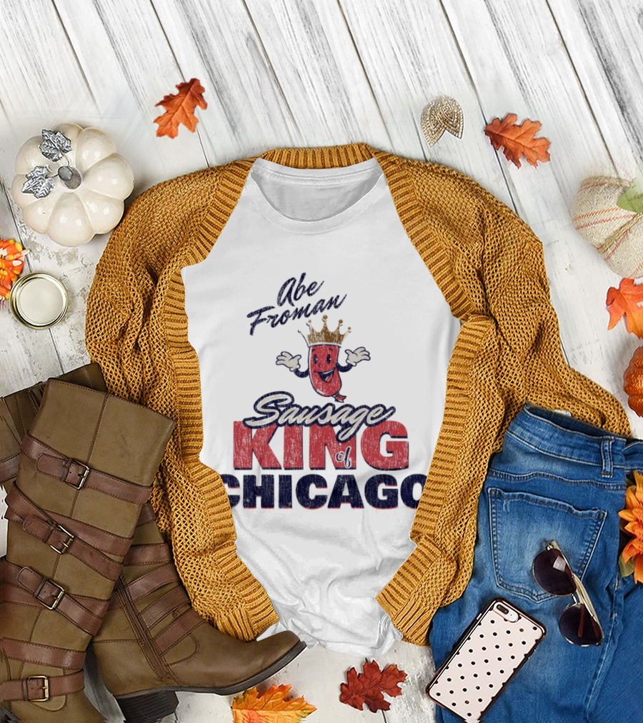 Abe Froman Sausage King of Chicago with Smiling Crowned Sausage Character T-Shirt