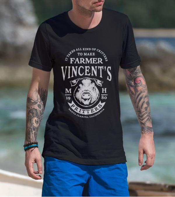 Farmer Vincent's Fritters Santa Clarita California 1980 Critter M H T-Shirt
