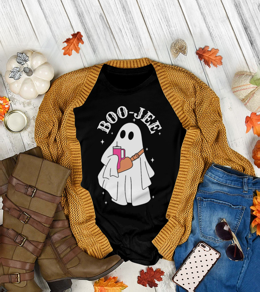 BOO-JEE Ghost with Drink Halloween T-Shirt