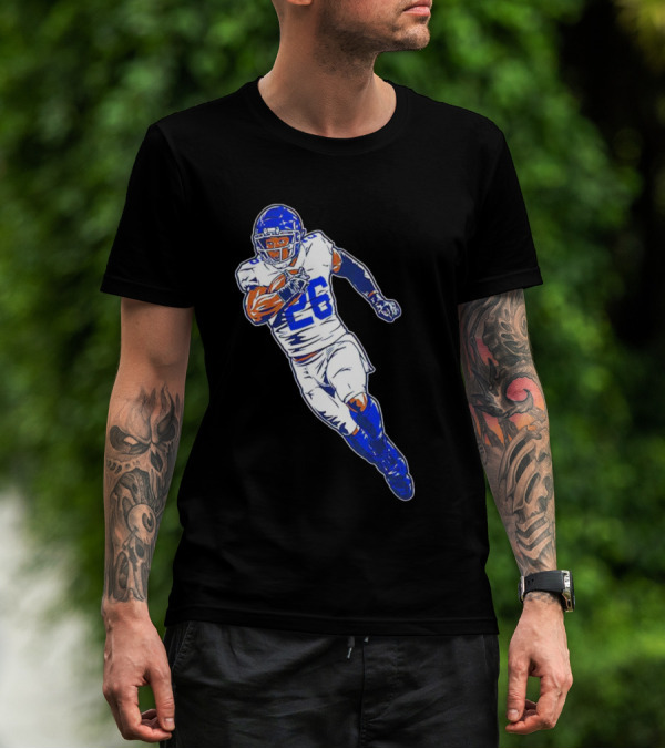 Saquon Barkley New York Giants 26 Superstar Pose Signature T-Shirt
