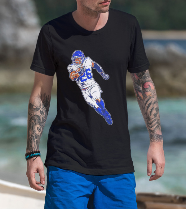 Saquon Barkley New York Giants 26 Superstar Pose Signature T-Shirt