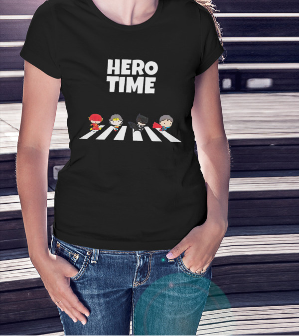 Hero Time Flash Wonder Woman Batman Superman Abbey Road T-Shirt