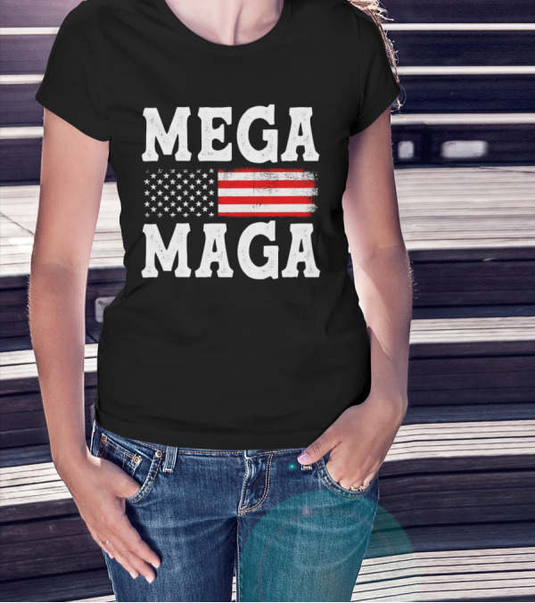 MEGA MAGA American Flag T-Shirt