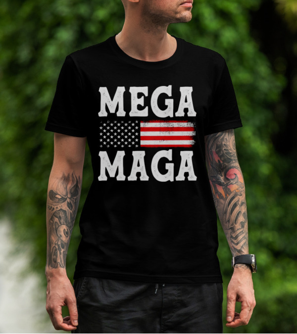 MEGA MAGA American Flag T-Shirt