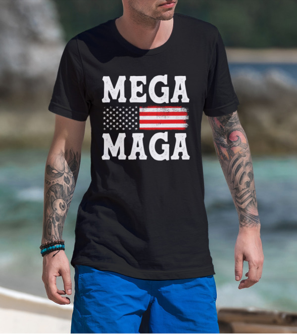 MEGA MAGA American Flag T-Shirt