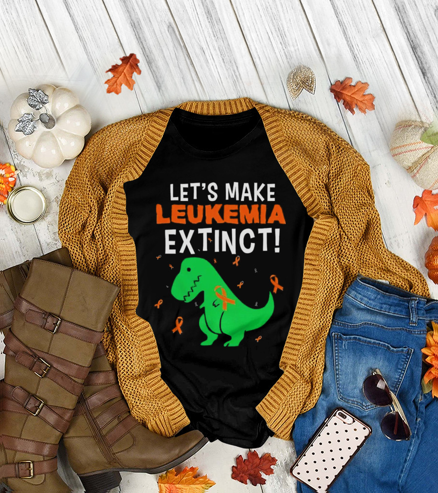 Let's Make Leukemia Extinct Dinosaur with Orange T-Shirt