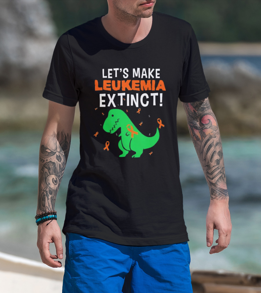 Let's Make Leukemia Extinct Dinosaur With Orange T-Shirt