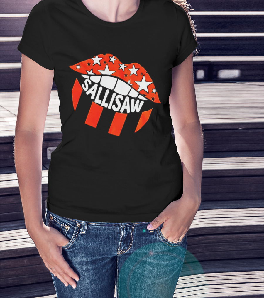 Sallisaw Lips Stars And Stripes Red White Black T-Shirt