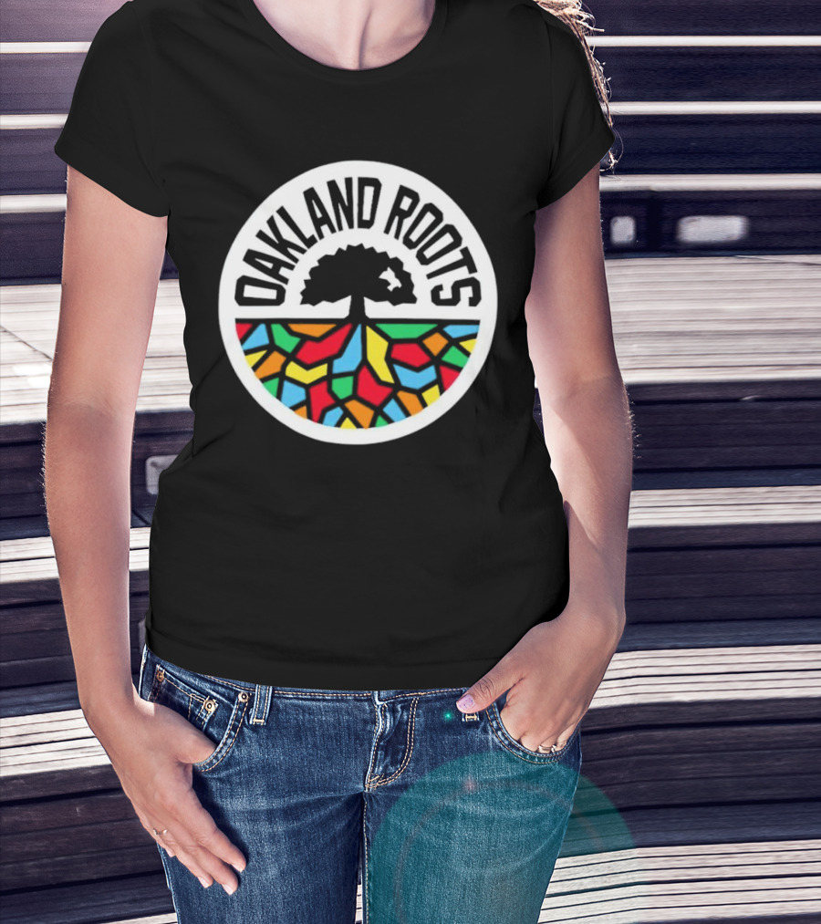 Oakland Roots Tree With Colorful Geometric T-Shirt