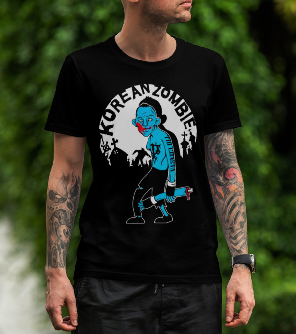 Tri-Coasta Korean Zombie Fighter With Cemetery Background T-Shirt