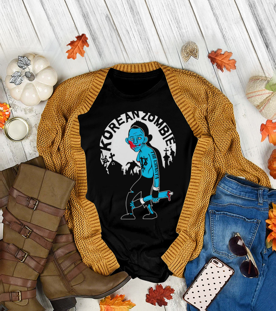 Tri-Coasta Korean Zombie Fighter with Cemetery Background T-Shirt